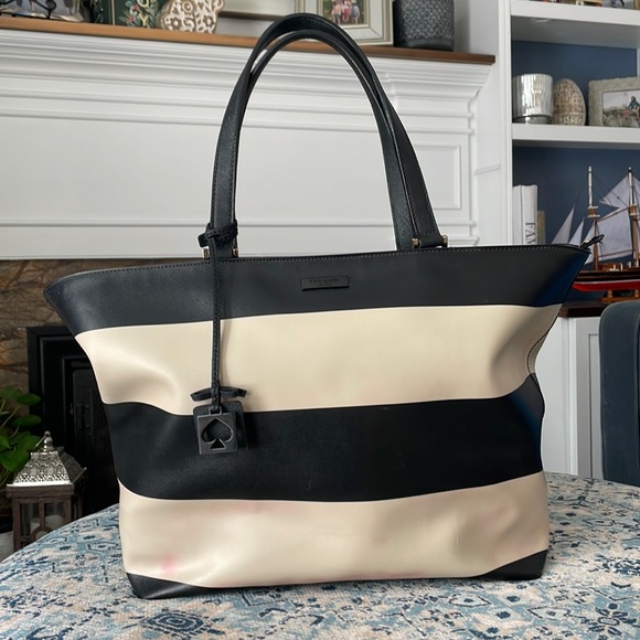 kate spade Handbags - Kate Spade | As is Cream and Black Striped Tote